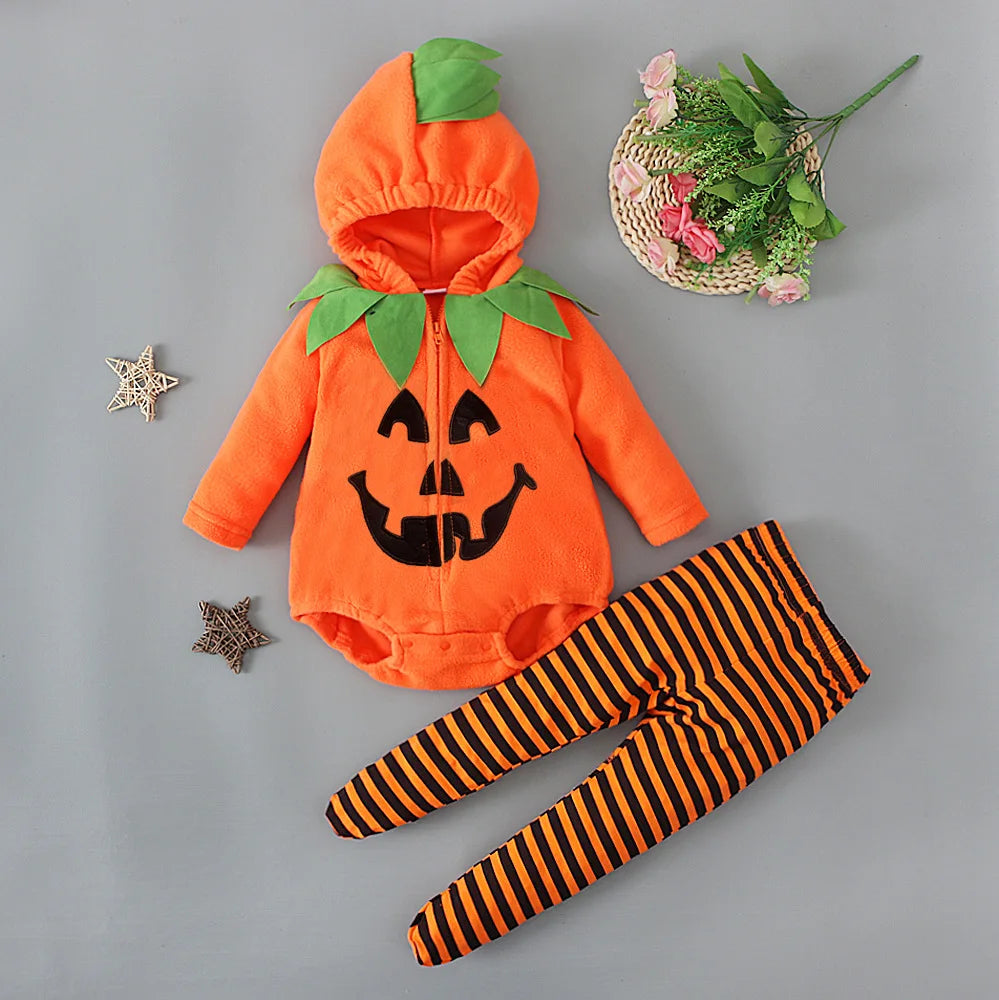 momstag Halloween Clothes Sets Long Sleeve Fleece Zipper Hooded Romper Jacket