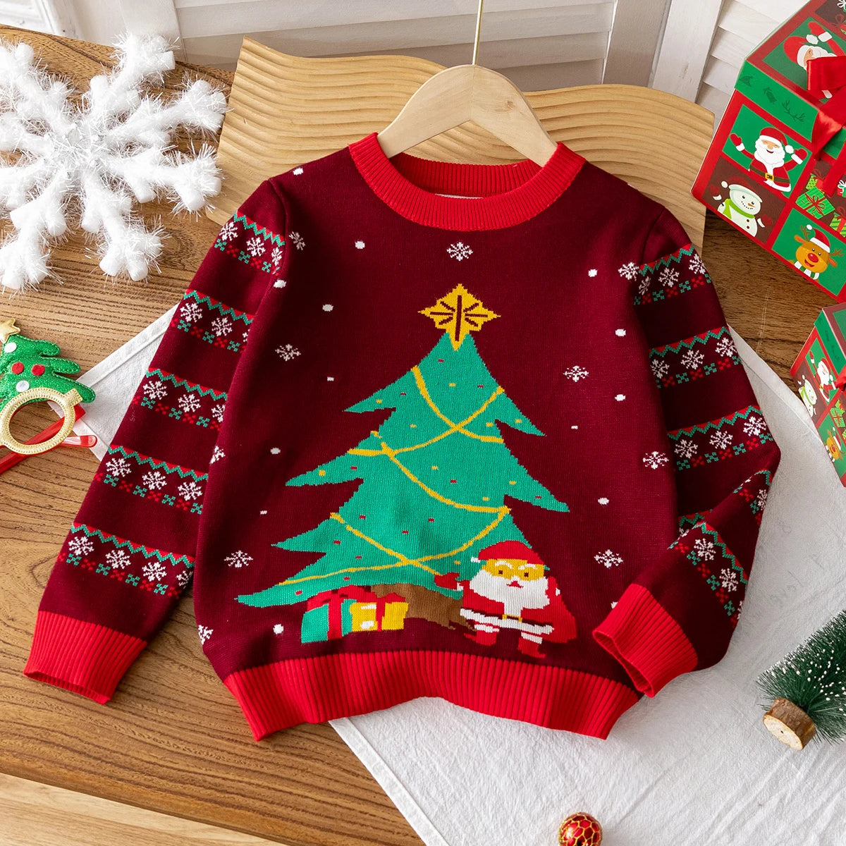 Adorable Kids Christmas Tree Knitted Sweater