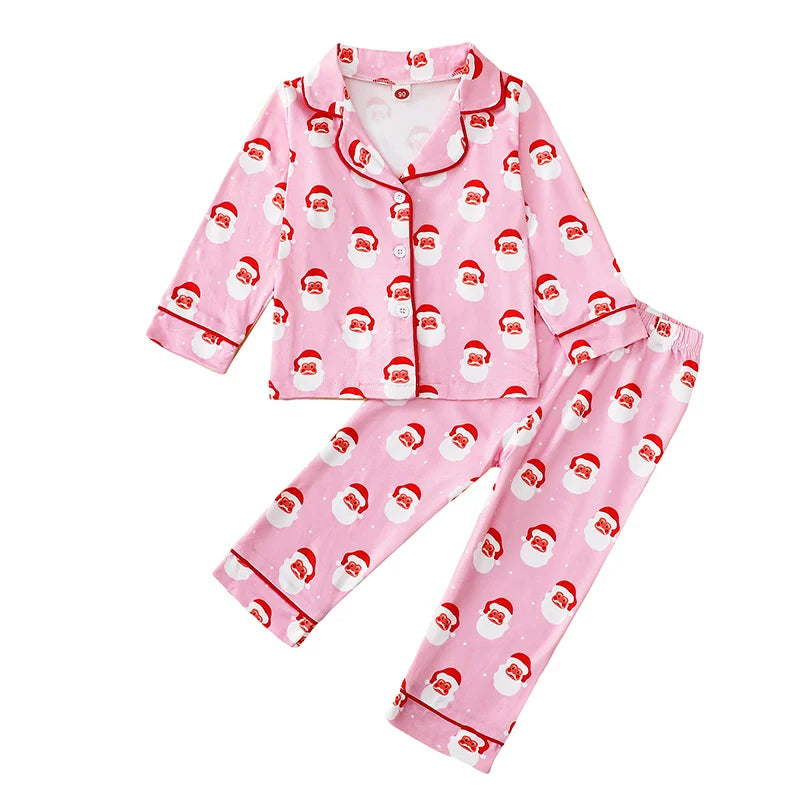 Cozy Santa Print Christmas Pajama Set