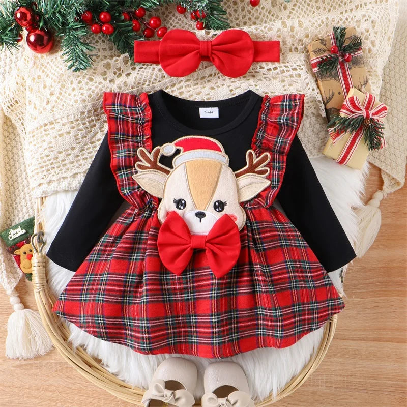 MOMSTAG 0-24M Baby Girls Christmas Patchwork Dress