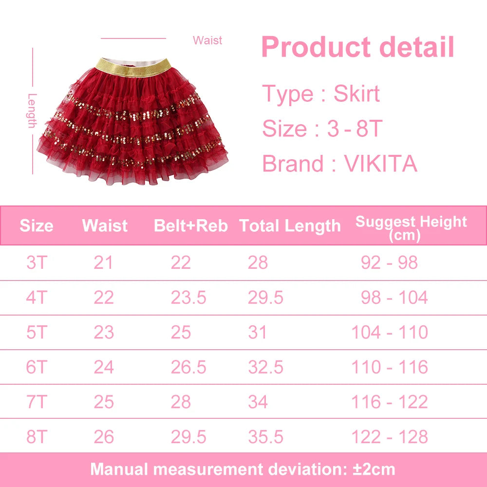 Red Sequin Tutu Layered Skirt for Girls