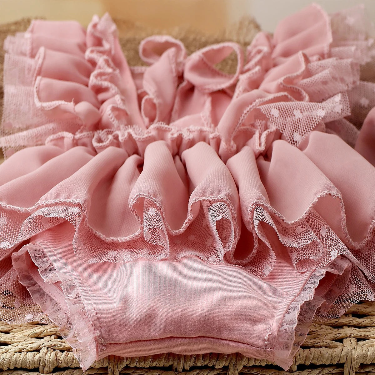 Newborn Dusty Pink Chiffon Romper & Bow Hairband Set