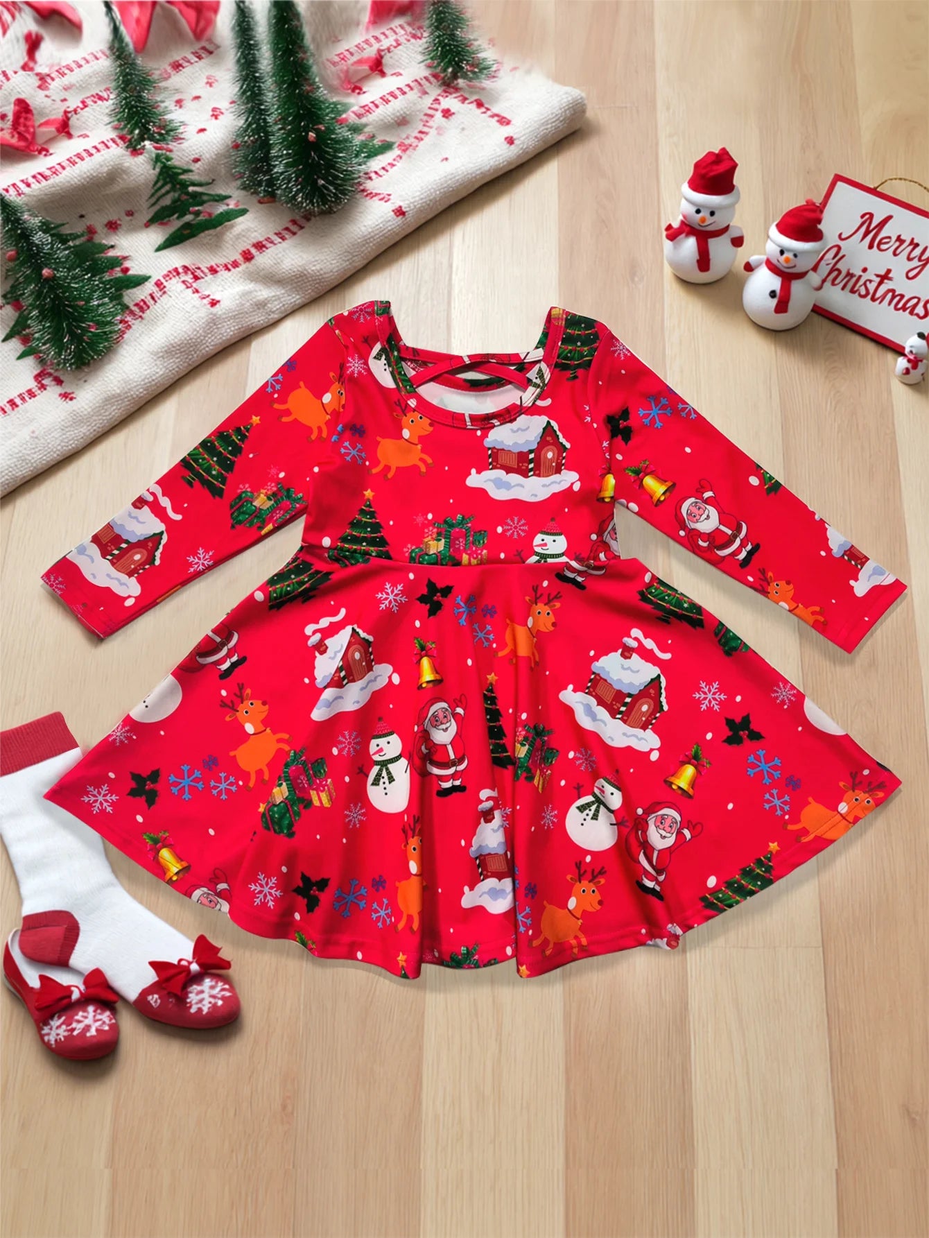 Red Winter Party Dress for Girls