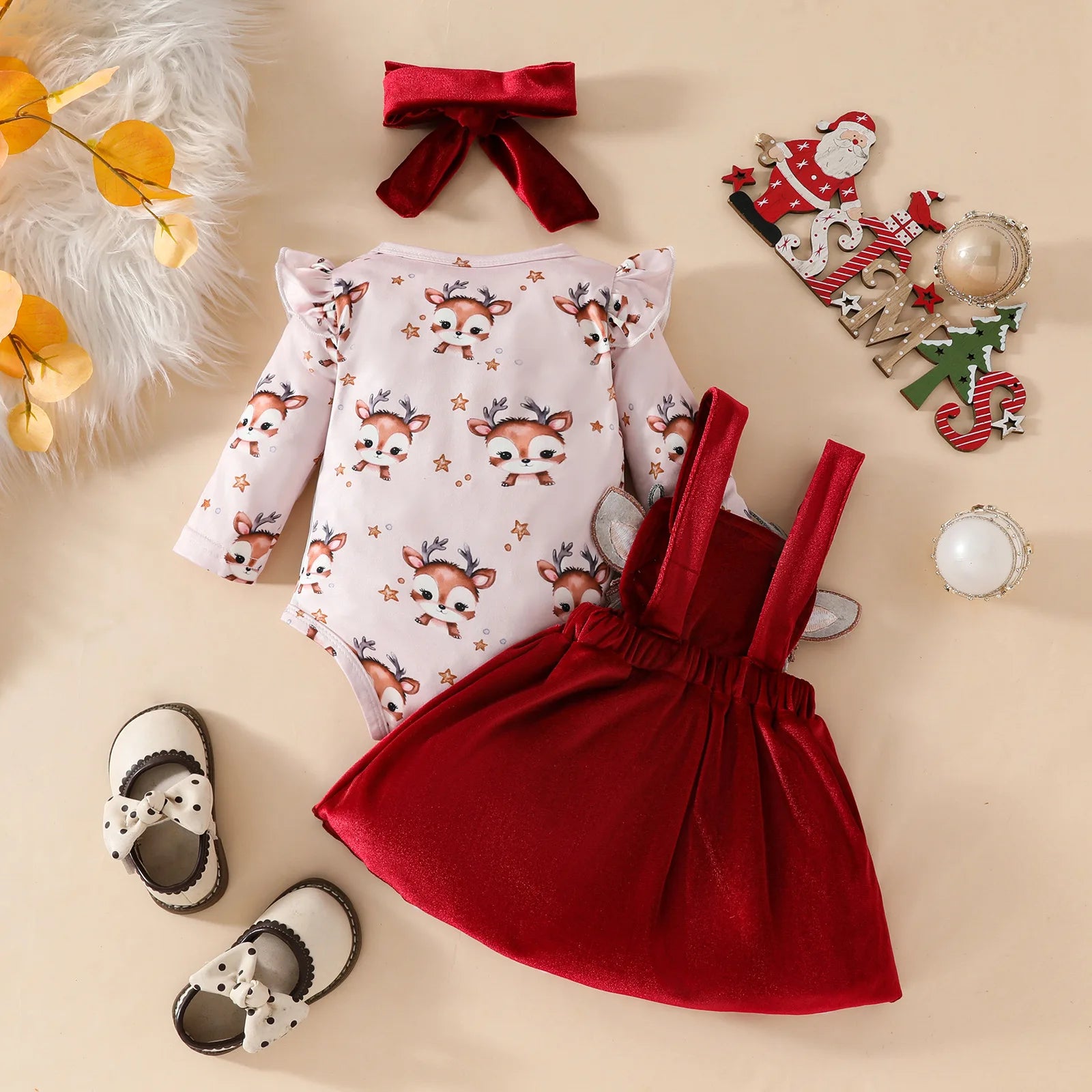 MOMSTAG 3pcs Christmas Baby girl Outfit