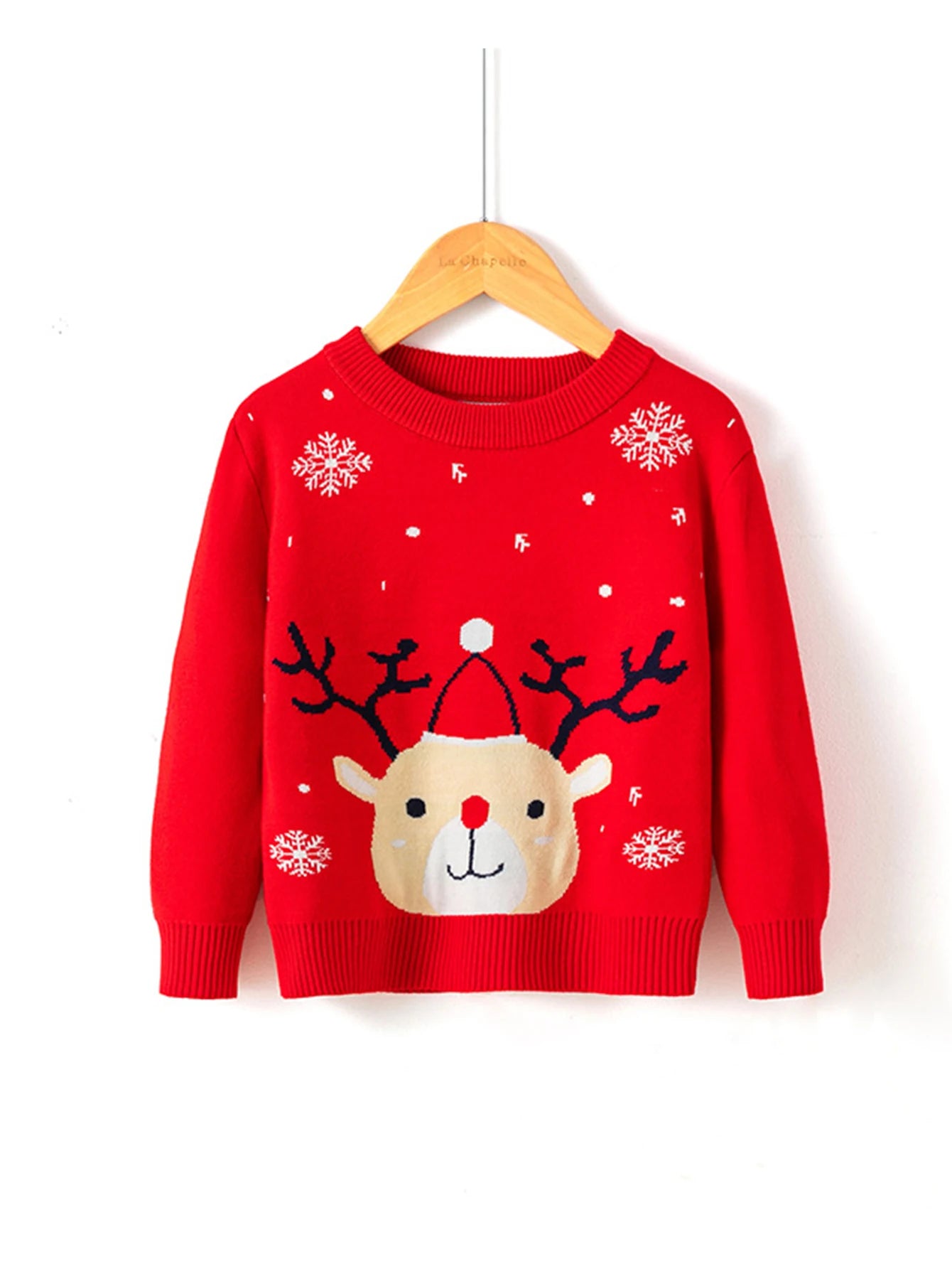 Reindeer Christmas Red Sweater for Girls Pullover