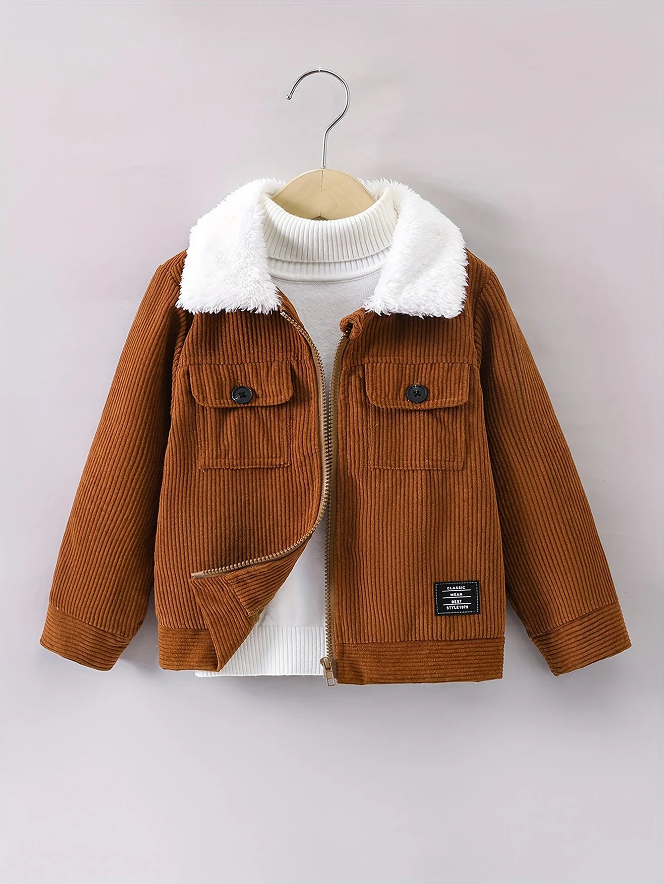 MOMSTAG Boys' Corduroy Fleece Zipper Jacket