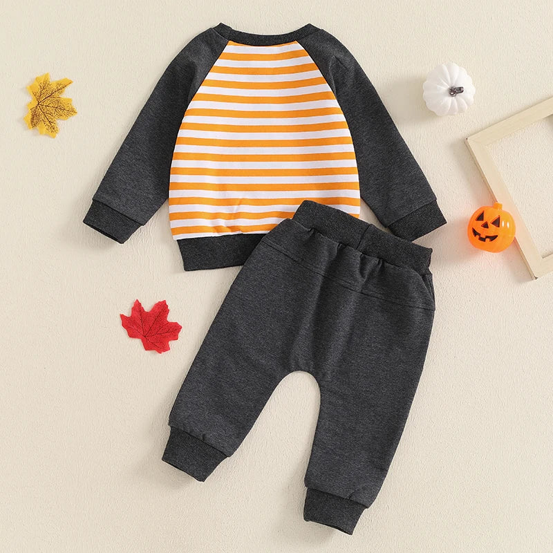 Toddler Halloween Embroidered Long Sleeve Sweatshirt & Pants Outfits