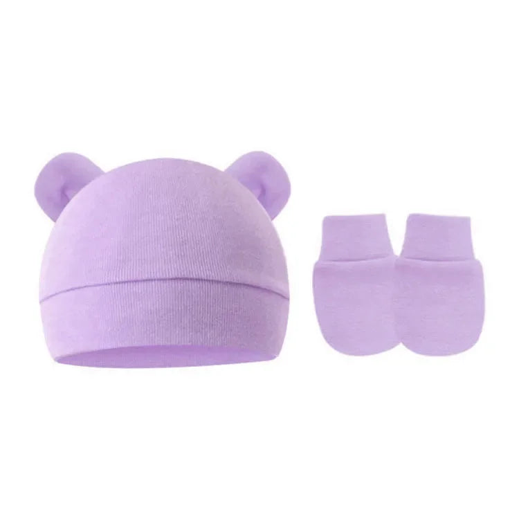 Cotton Beanie Hats And Gloves Set for babies