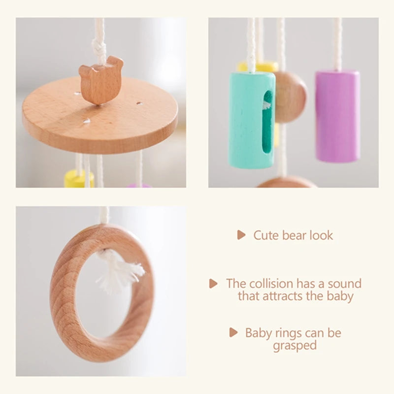 Baby Wooden Montessori Toys - Mobile Crib Bed Bell Musical Rattle Hanging Toys