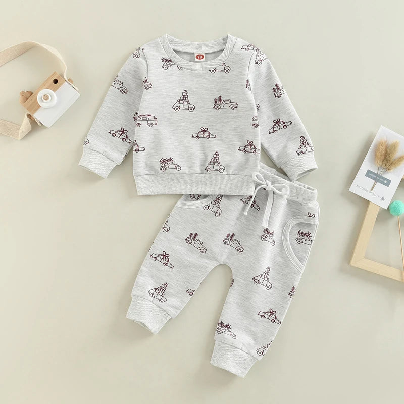 MOMSTAG Winter Tracksuit Sweatshirt and Jogger Pants Set for Unisex Toddlers