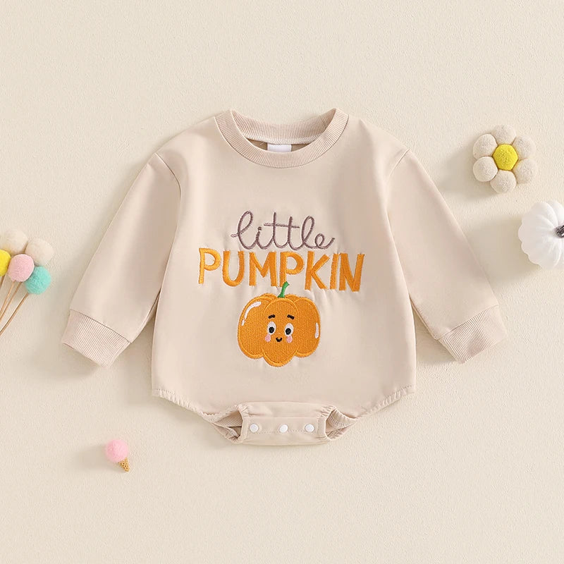 Newborn Baby Boy Halloween Casual Romper Long Sleeve Pumpkin Bodysuit