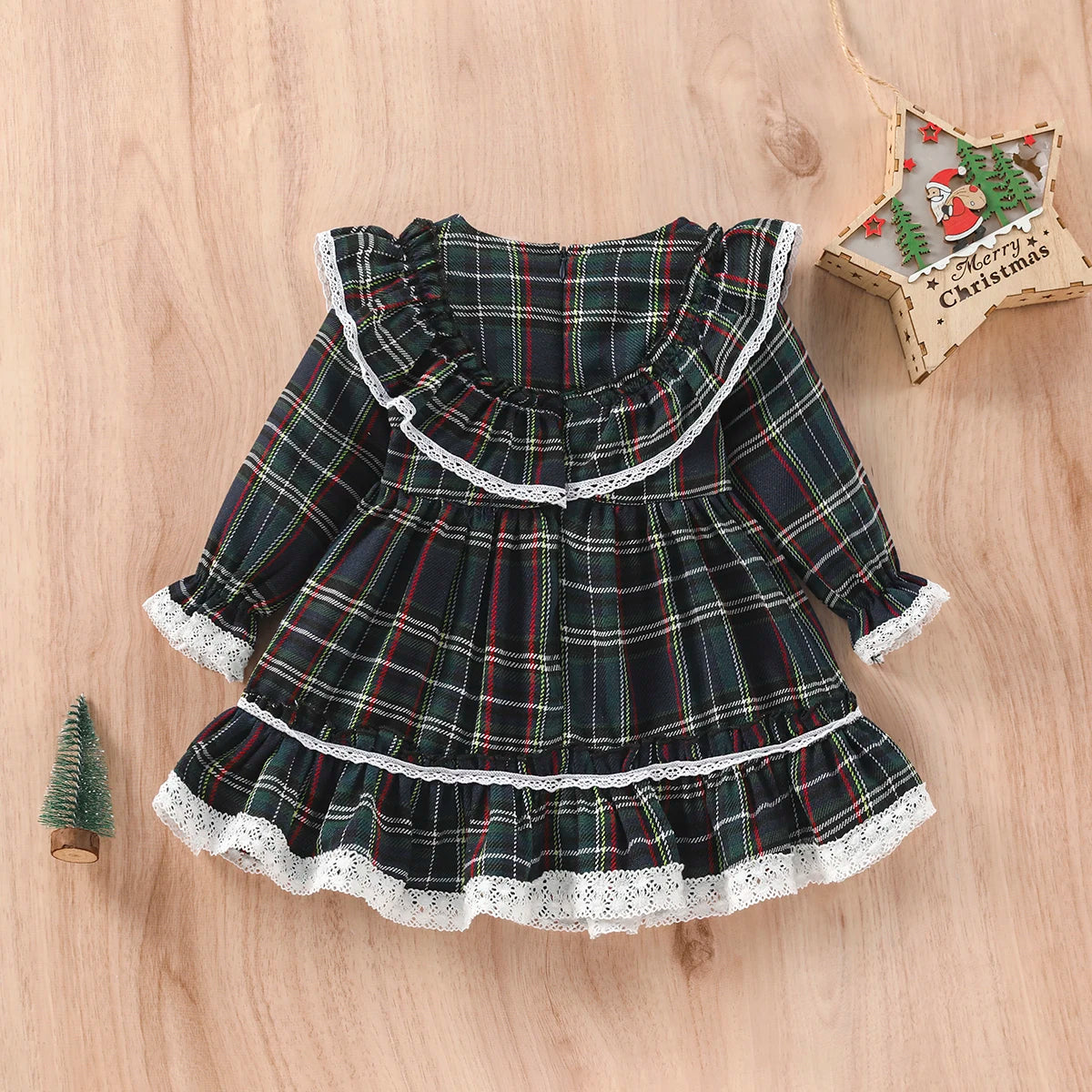 Girls Plaid Bow Christmas Red Tutu Dress