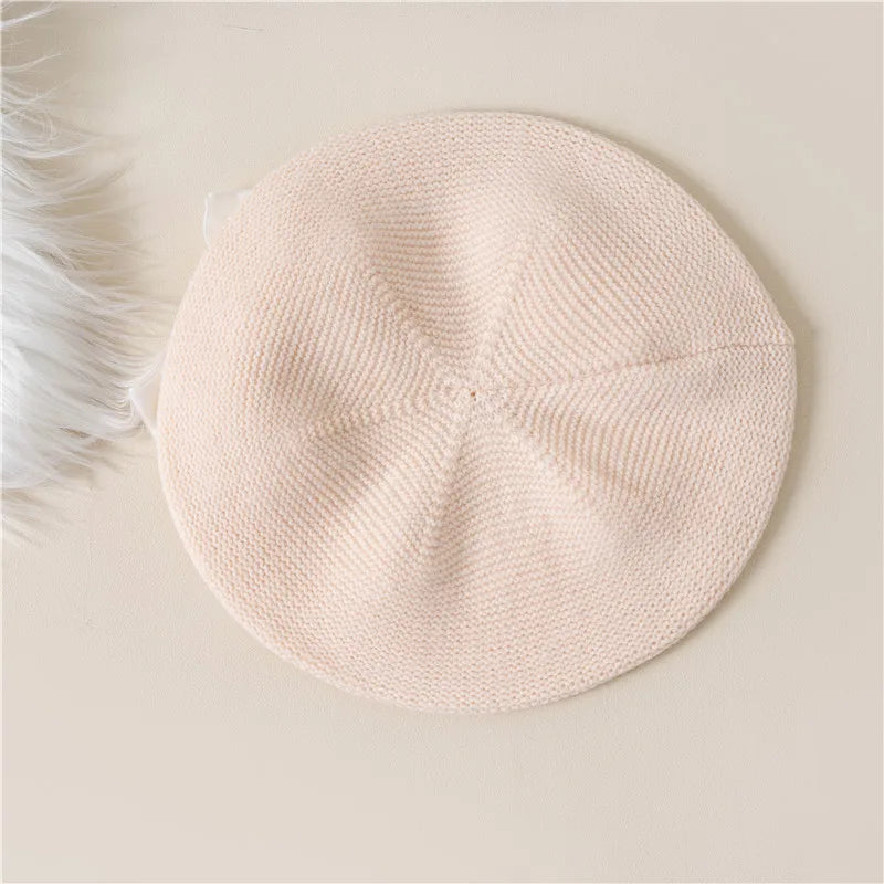 Winter Bowknot Beret Hat for Girls