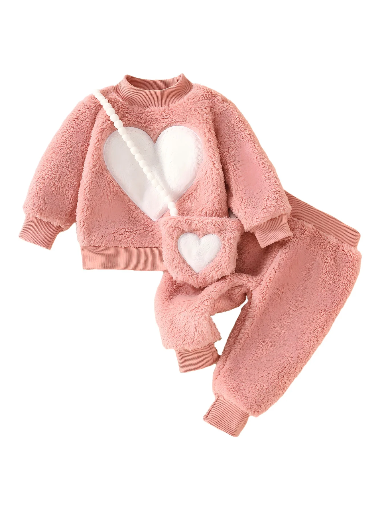 Baby Girl Cotton Heart Fuzzy Set