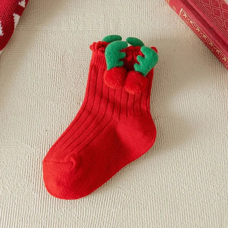 Girls Christmas Cotton Socks with Bows