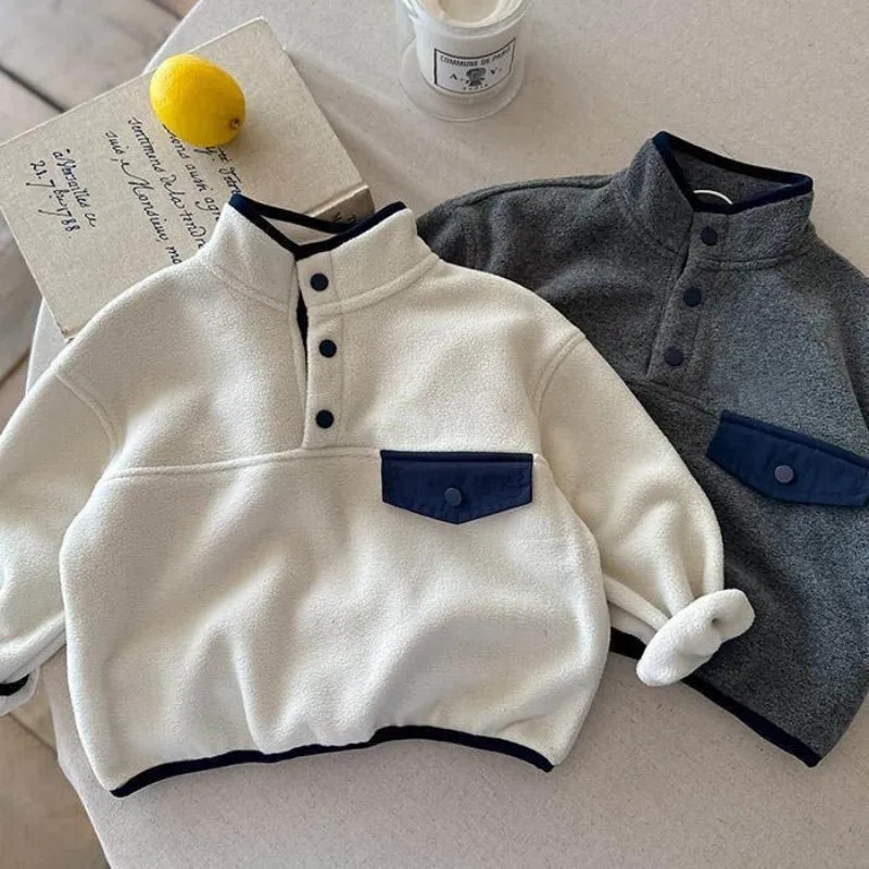 MOMSTAG Kids Polo Shirt Half Zipper Hoodie