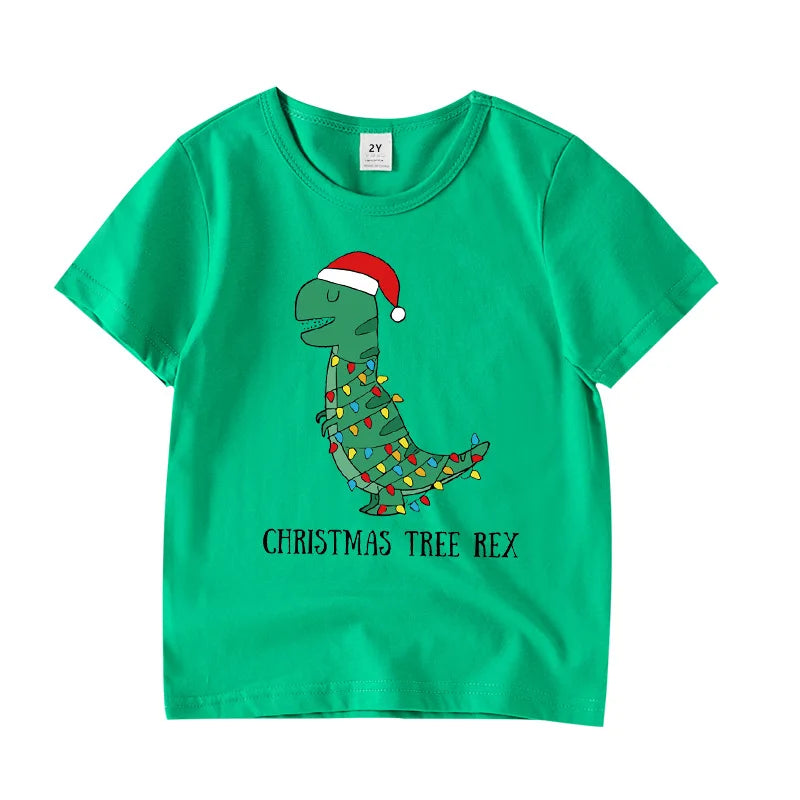 Kids Funny Christmas T-rex Shirt