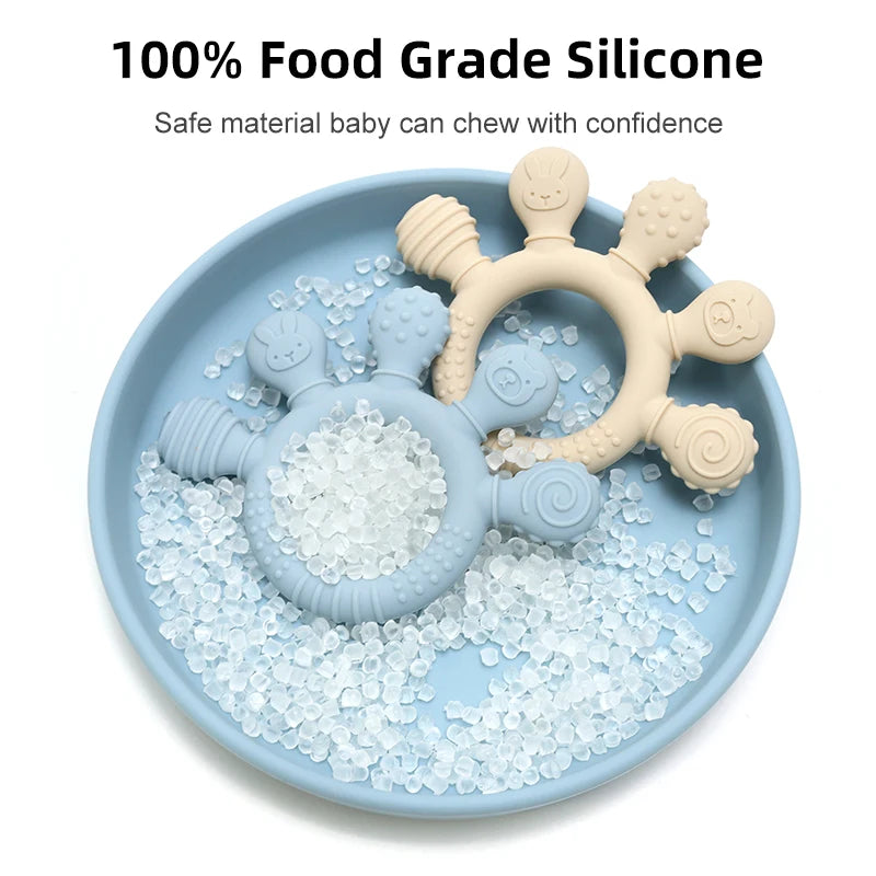 Multicolor Silicone Baby Teething Ring