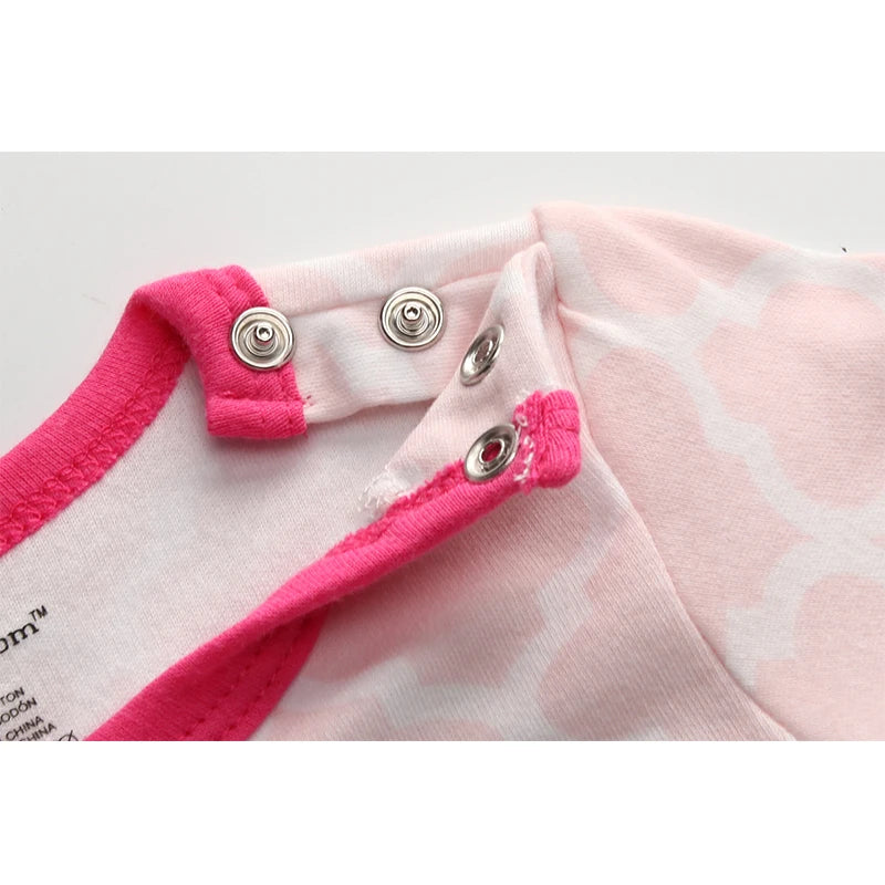 Pink Rabbit Print long Sleeve Baby Girl Rompers