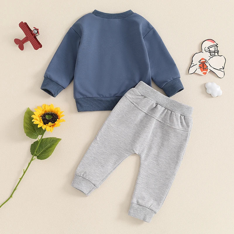 2 pc Long Sleeve Sweatshirt and Elastic Waist Pants with Pockets for Boys