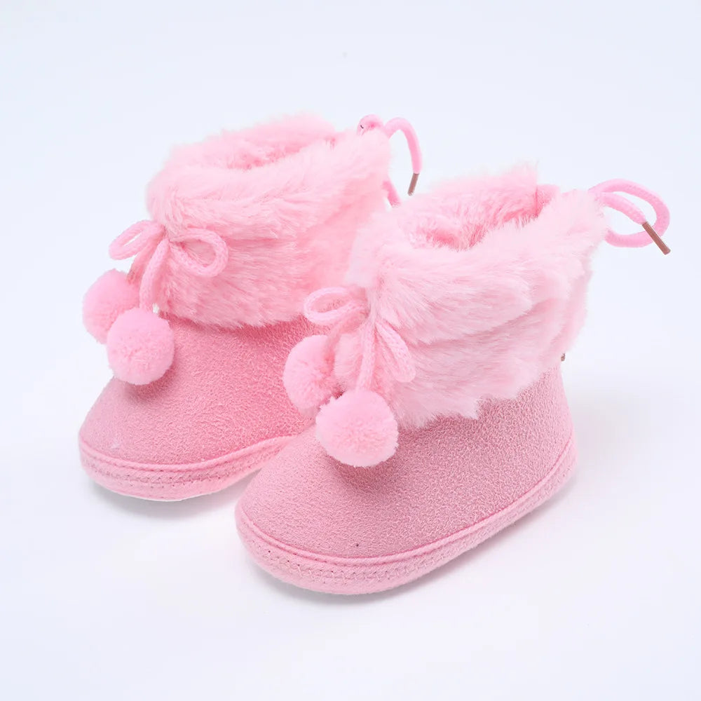 Soft Sole Fur Snow Booties for Babies