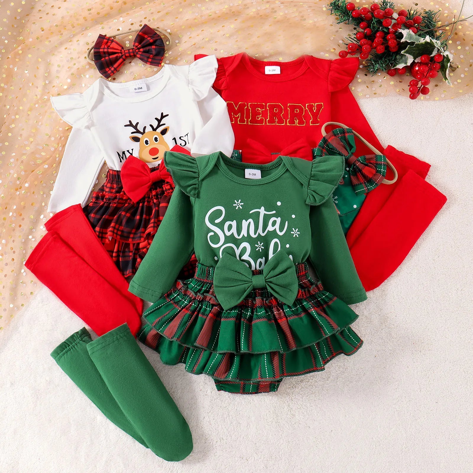 MOMSTAG Autumn Christmas Baby Girls Outfit Romper