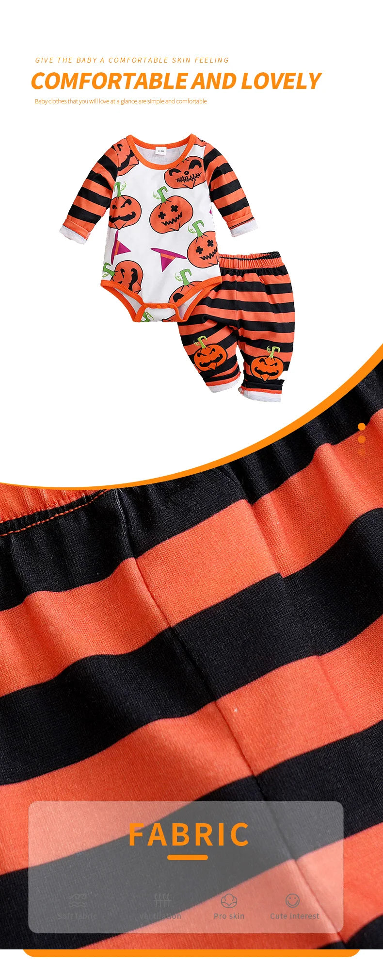 Pumpkin Hipster Romper and Pants for baby boys and girls