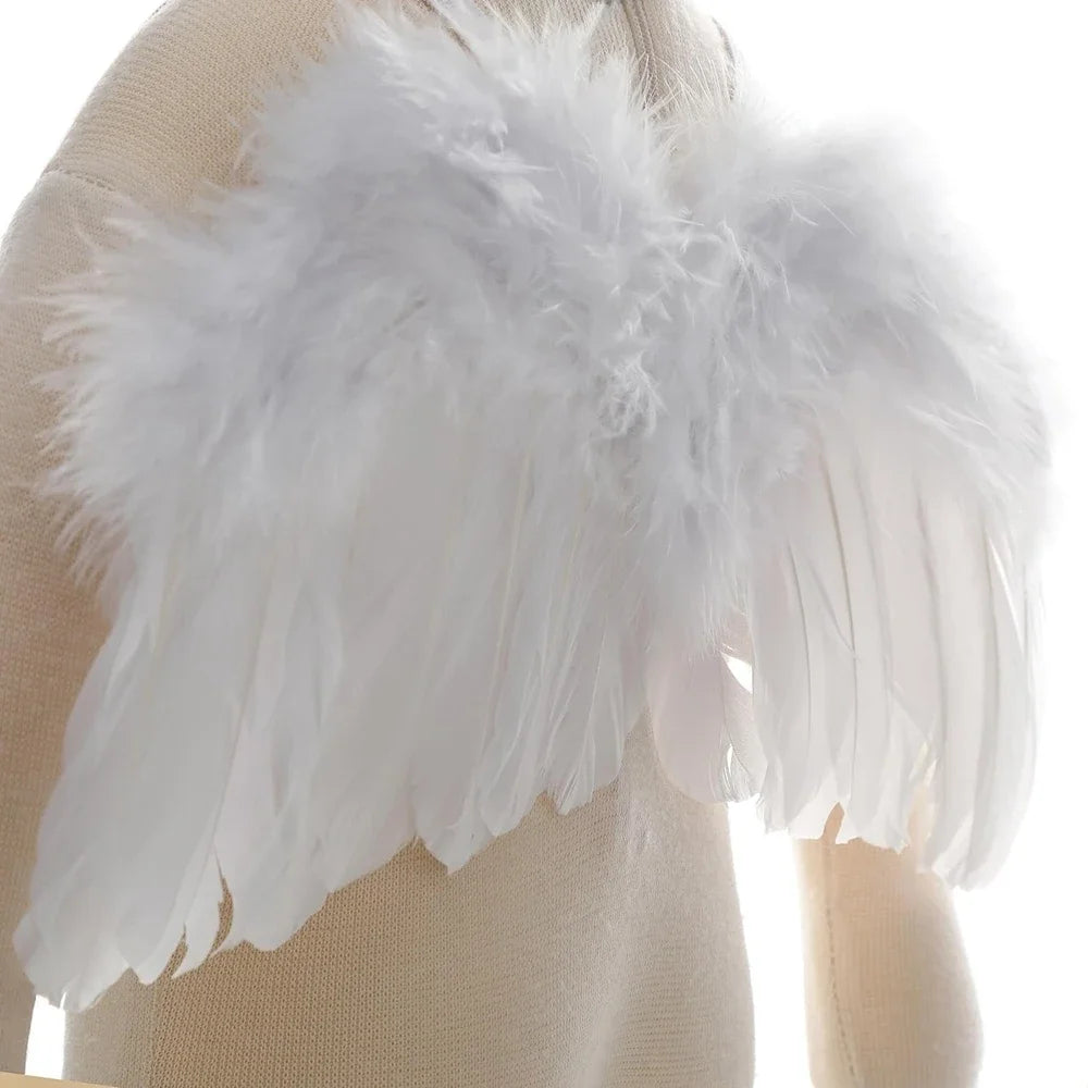 Newborn Angel Feather Wings & Leaf Flower Headband Set - Photography Props/Halloween Costume