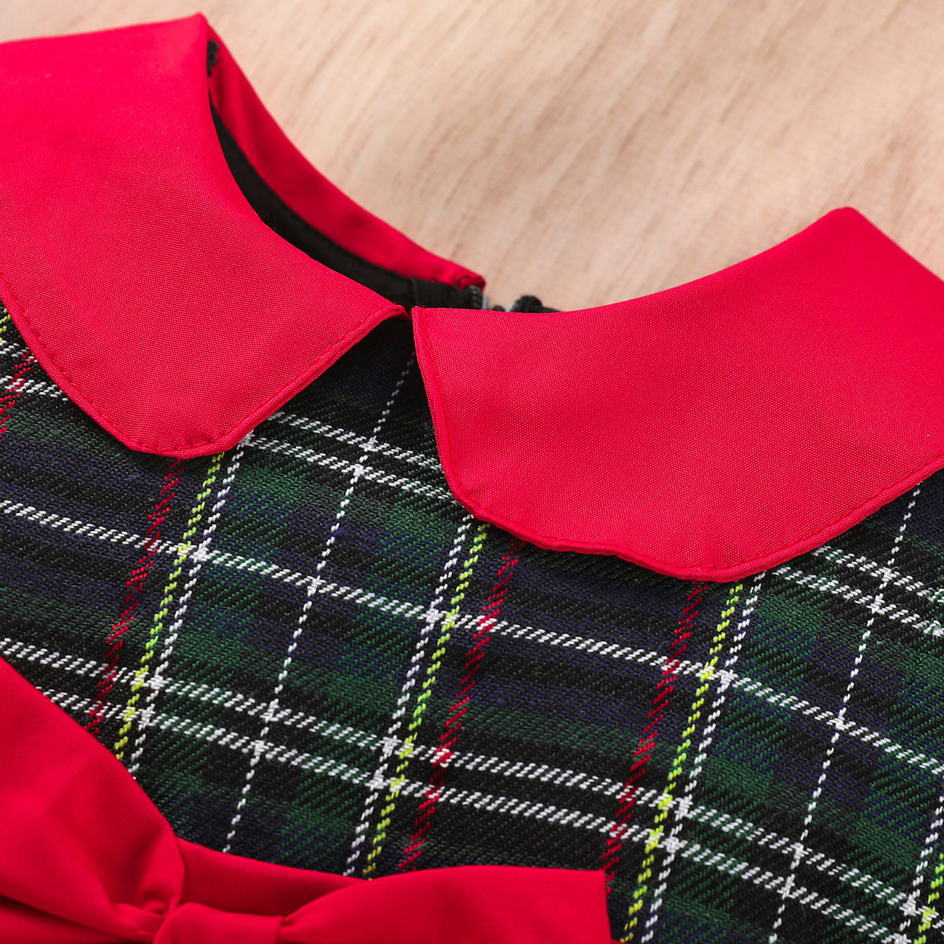 Girls Plaid Bow Christmas Red Tutu Dress