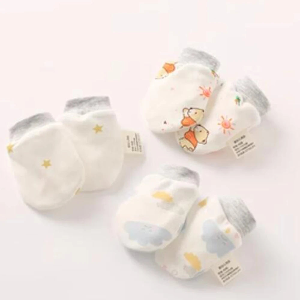 MOMSTAG Newborn Anti-Scratch Gloves - Cotton (0-3 Months)