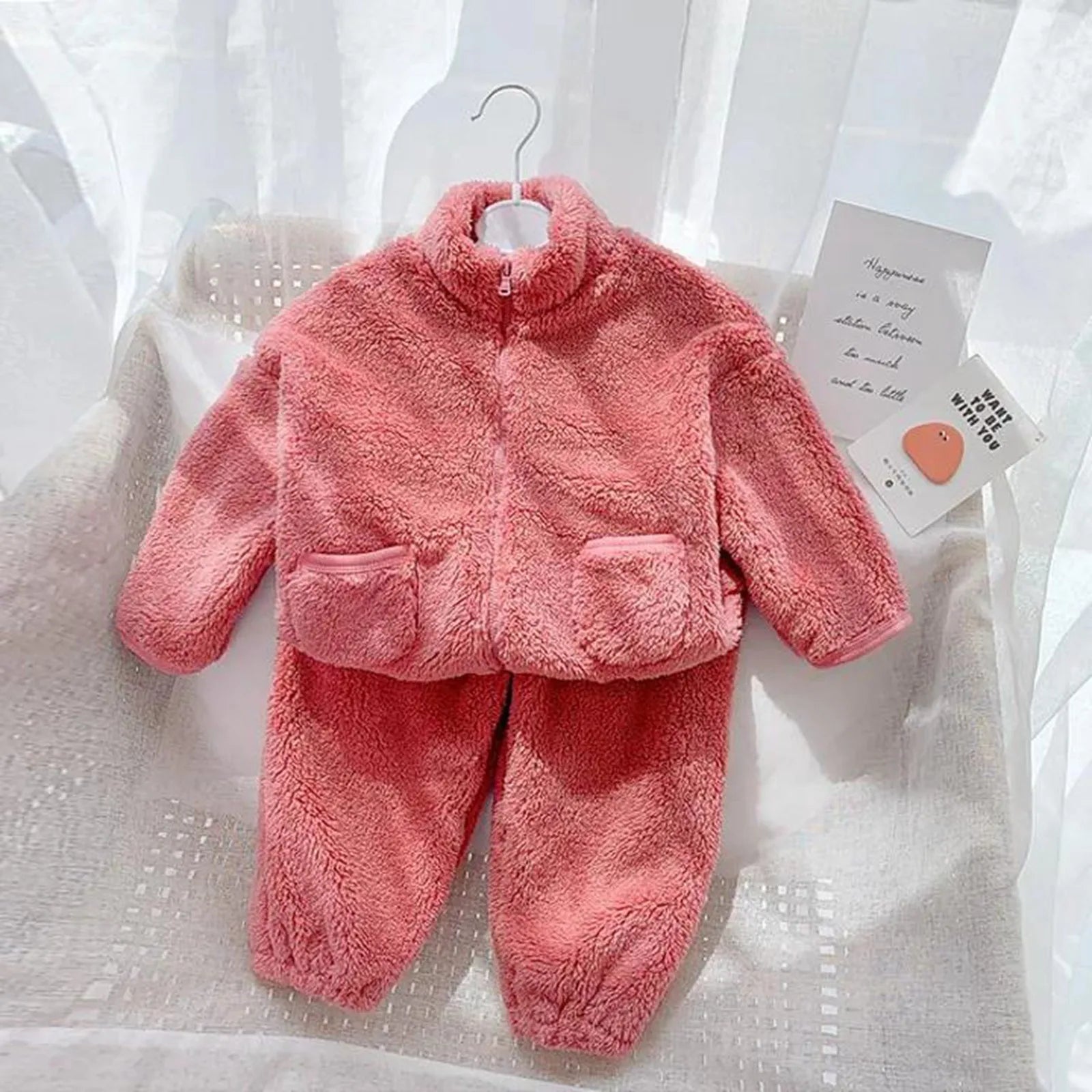 MOMSTAG Winter Baby Woolen Coats Top+Pants Two-piece Pajama Sets