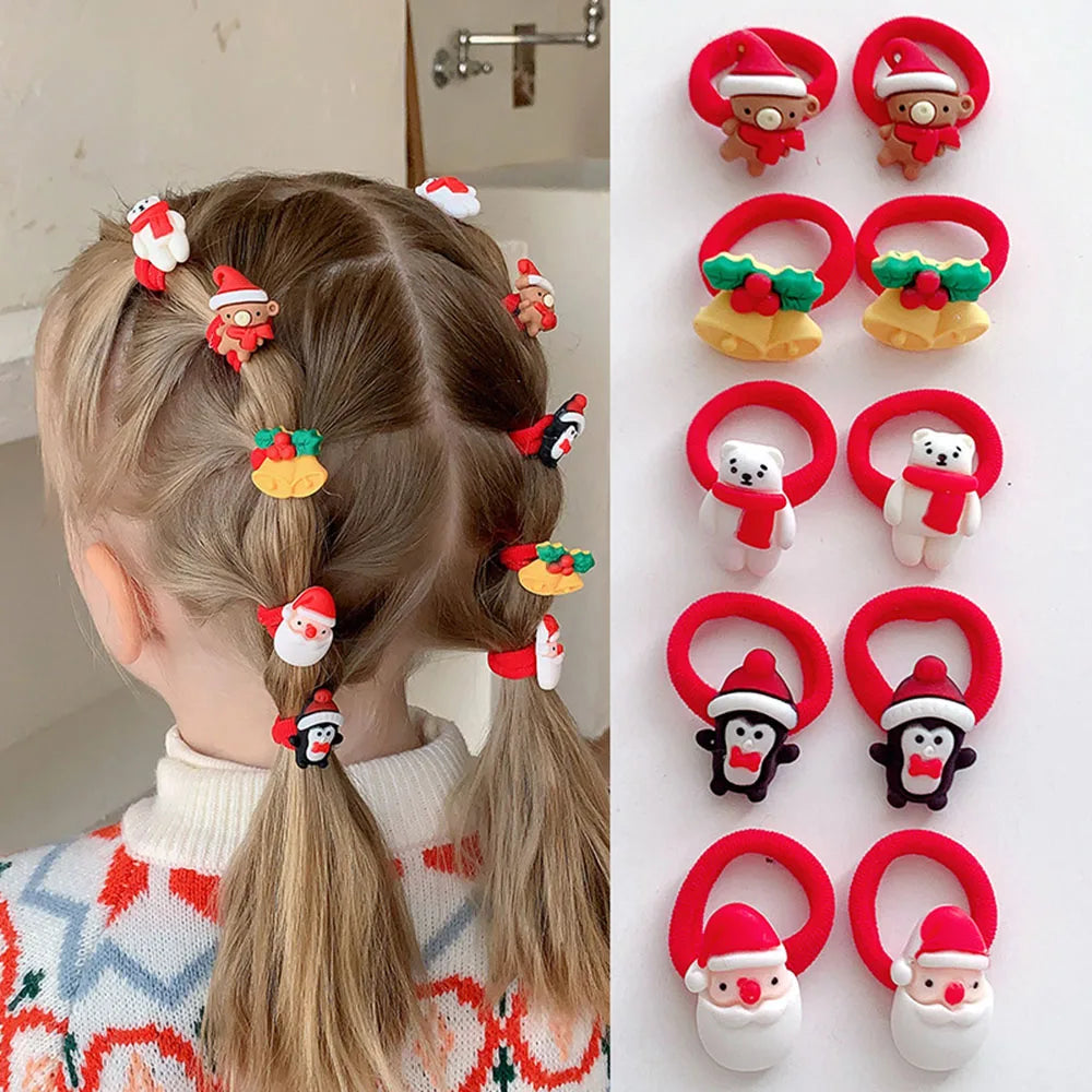 10pcs Christmas Hair Ties  Girls Gift Set