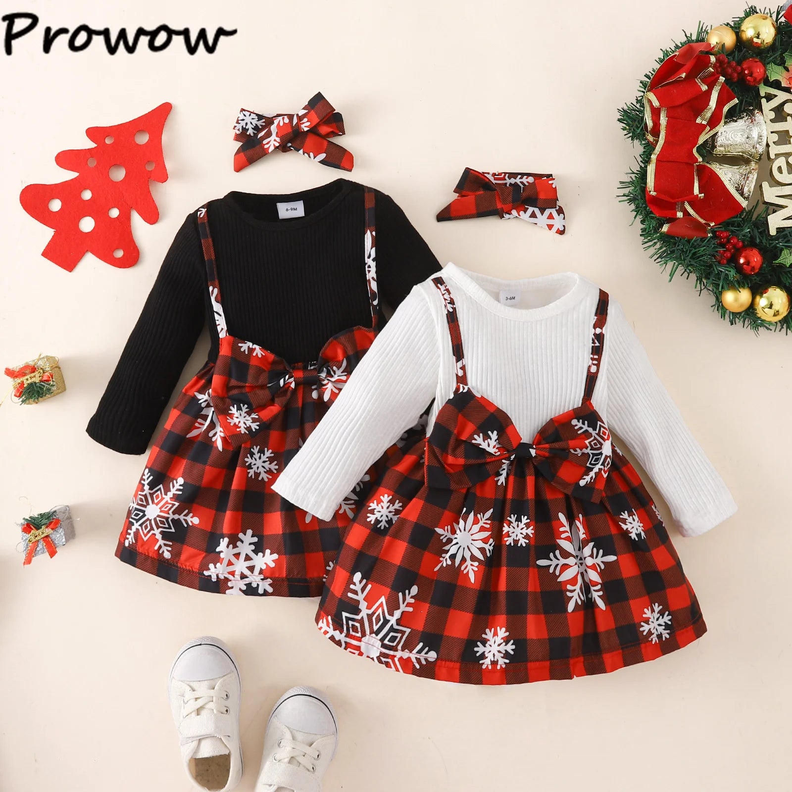 MOMSTAG Long Sleeve Big Bow Plaid Party Dress