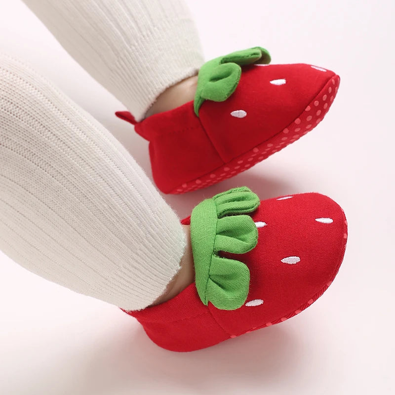Strawberry Soft Sole Shoes for Baby Girls