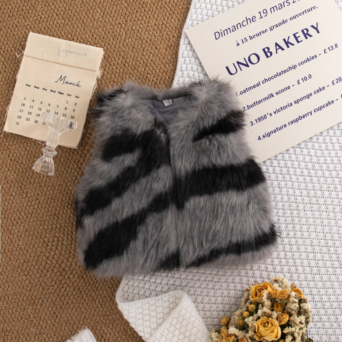 Baby Fur Zebra Vest Coat