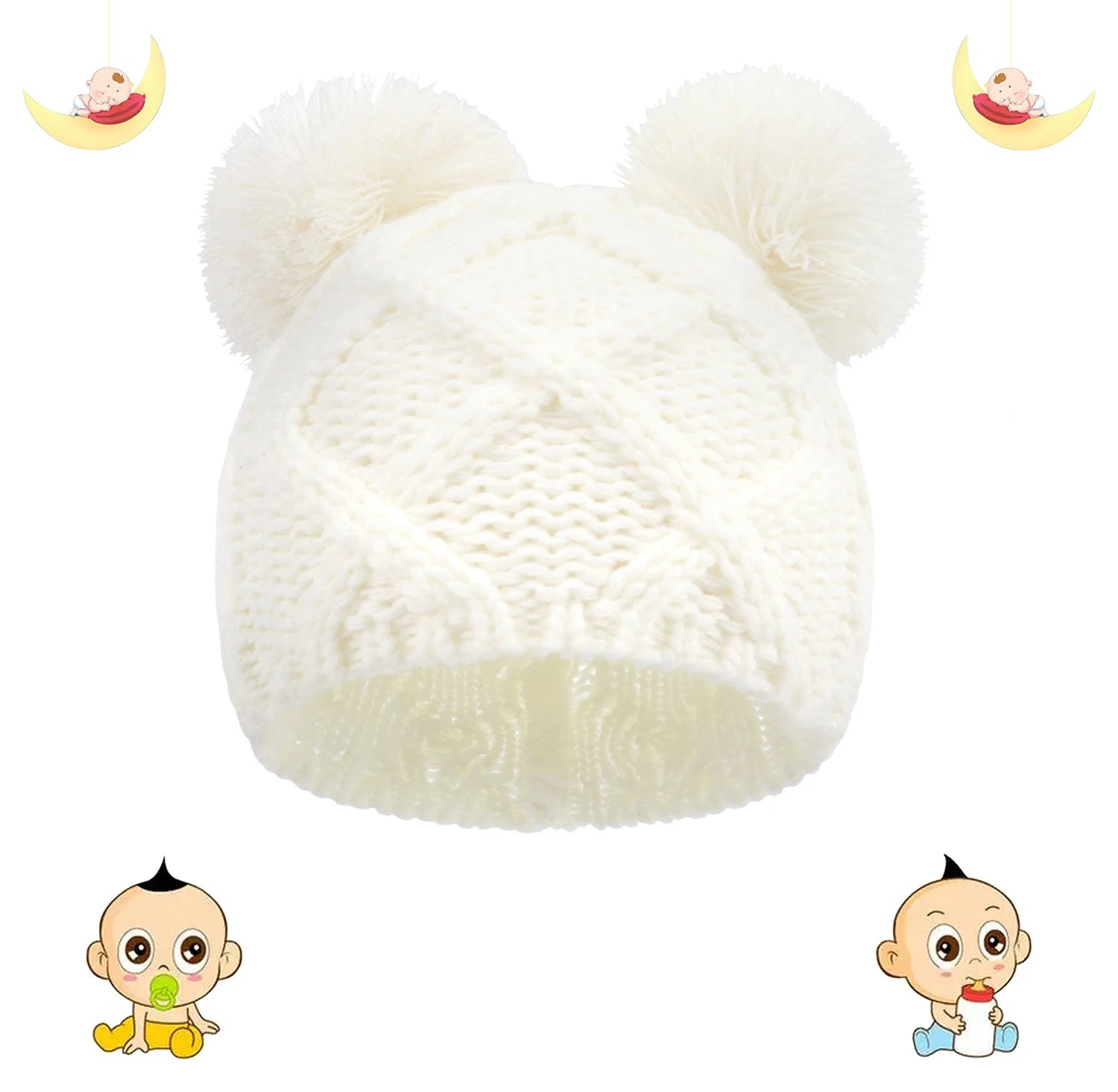 MOMSTAG Newborn Winter Crochet Bear Ear Hat - Baby Bonnet