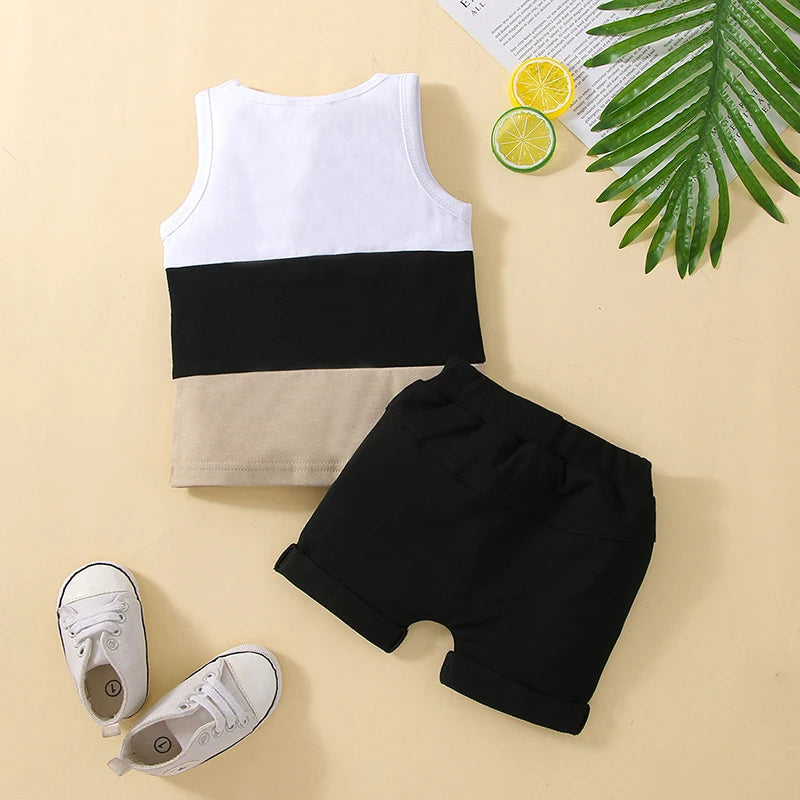 Infant Baby Boys Sleeveless Vest with Pocket + Shorts 2pcs