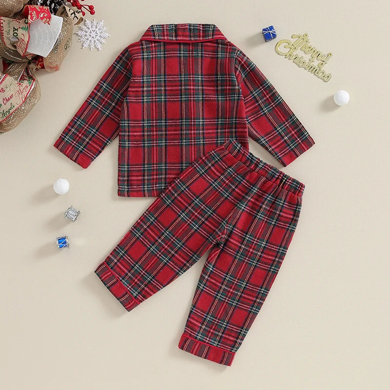 MOMSTAG Kids Christmas Pajamas Set Long Sleeve Shirt and Pants Sleepwear