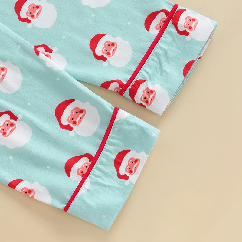 Cozy Santa Print Christmas Pajama Set