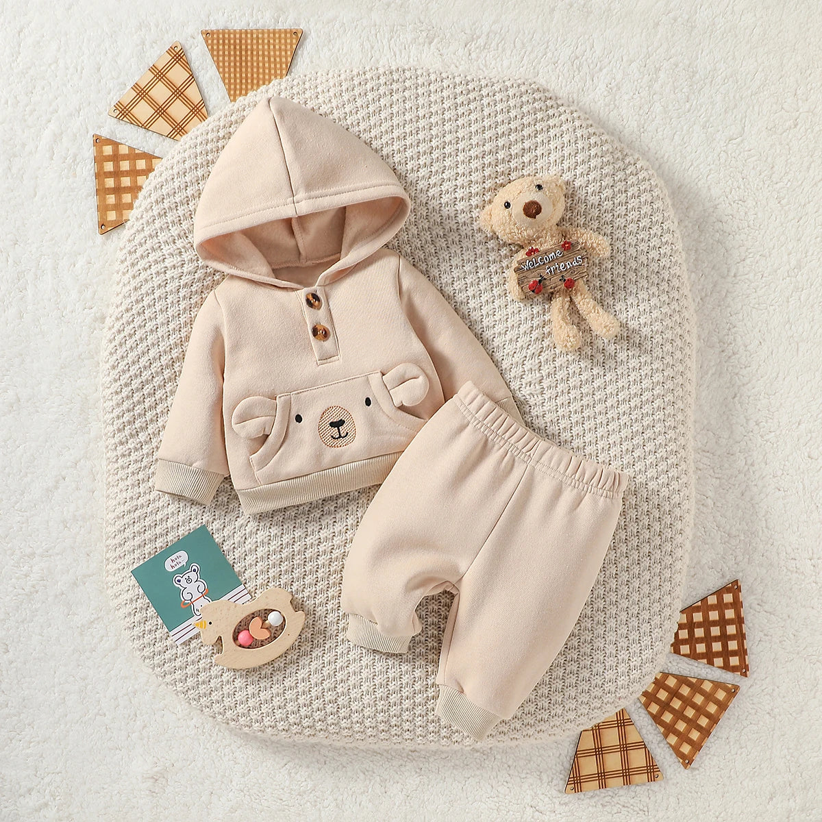 Bear Hoodie Baby Outfit Set 0–6M