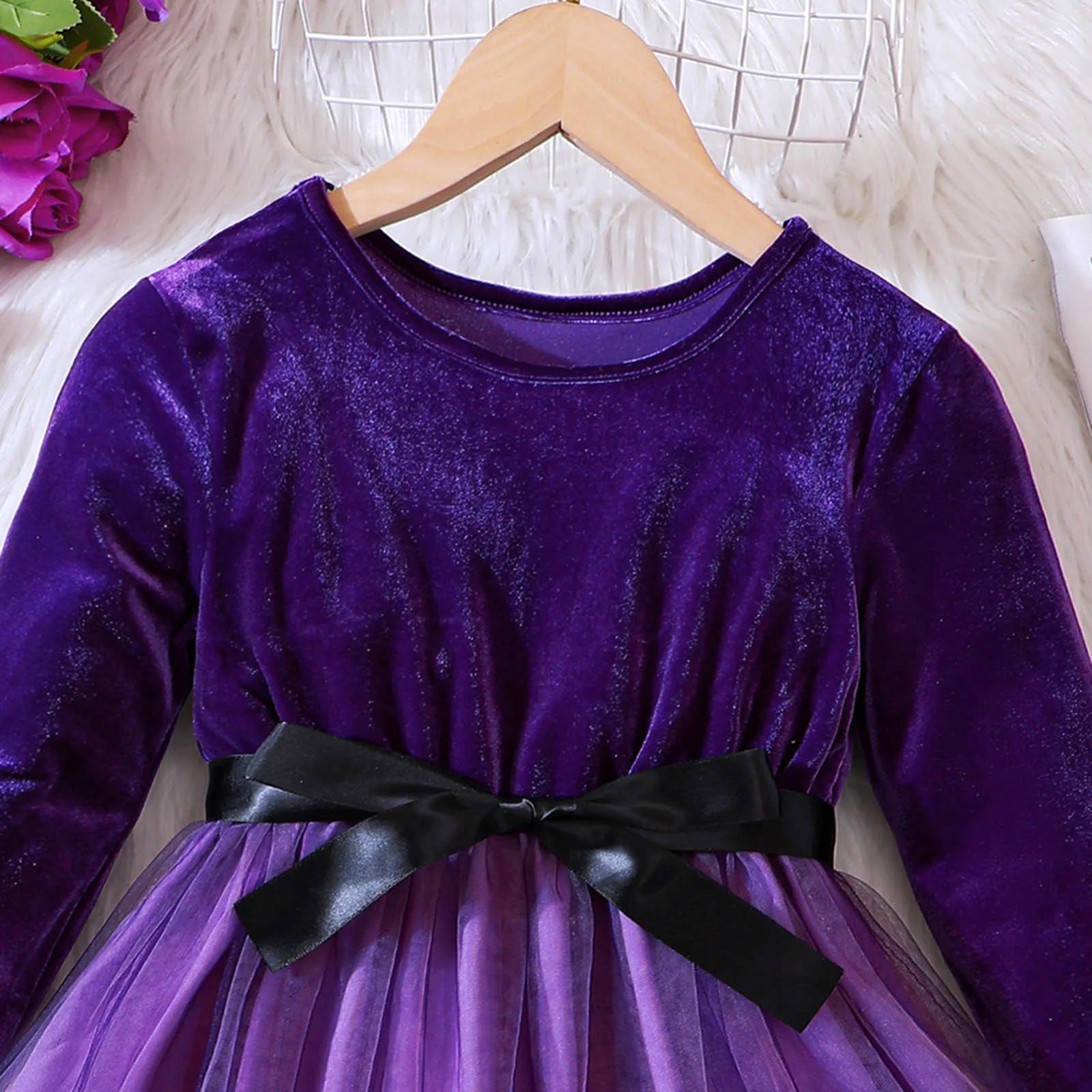 MOMSTAG Baby Girls Winter Bowknot Patchwork Star Tulle Dress