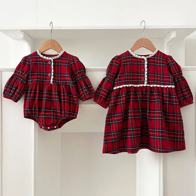 Christmas Sister Matching Bodysuit Dress Sets