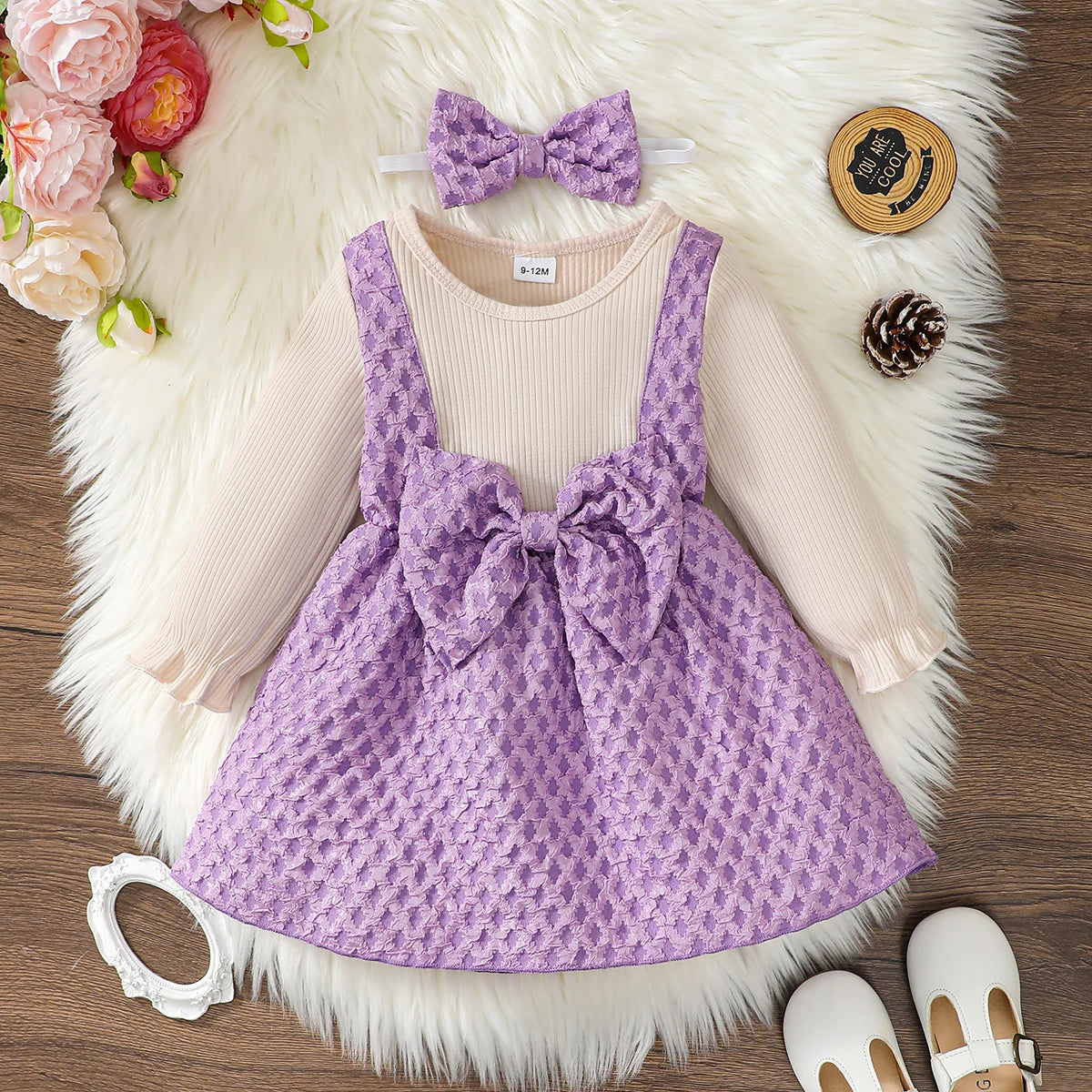 Baby Girl Bow Princess Dress & Headband Set