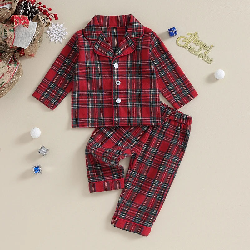 MOMSTAG Kids Christmas Pajamas Set Long Sleeve Shirt and Pants Sleepwear