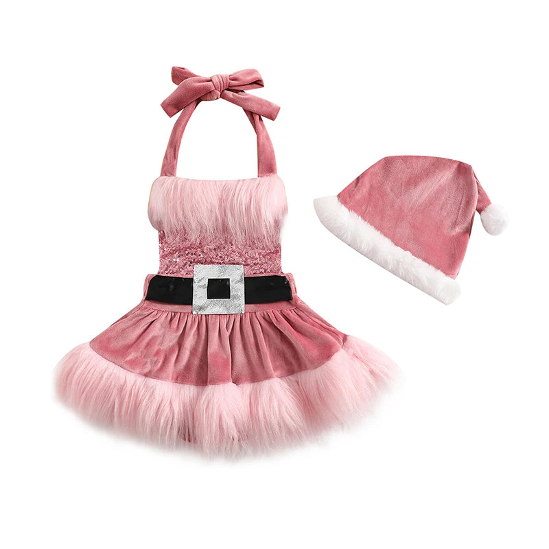 Baby Girl Santa Tulle Party Dress + Hat