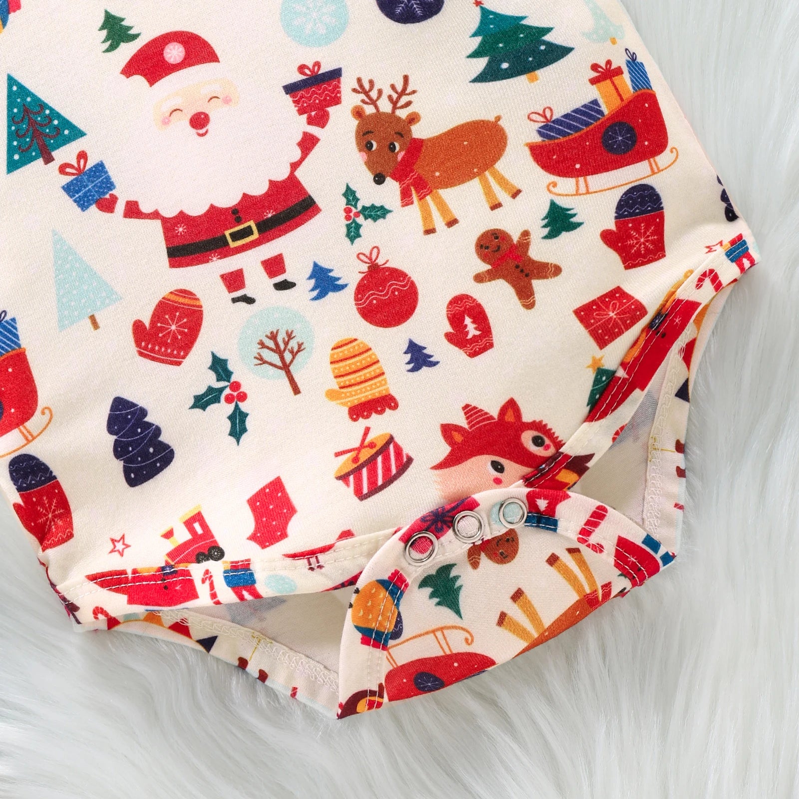 Baby Bow Suit + Brace Shorts Christmas Romper Set