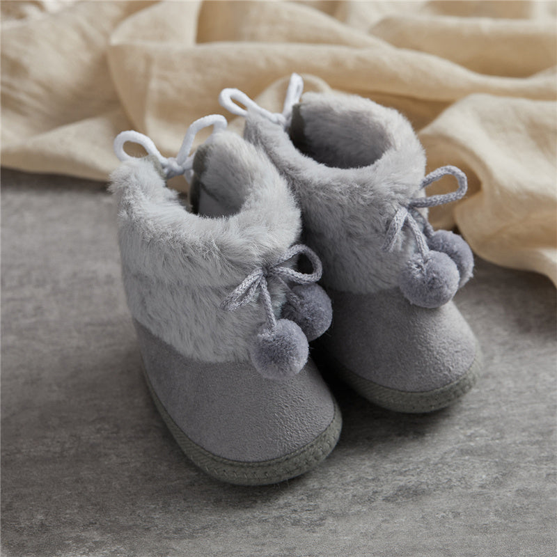 MOMSTAG Winter Warm Soft Sole Fluffy Lace up Boots for Toddlers