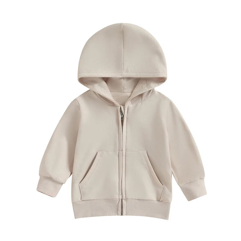 MOMSTAG Kids' Solid Zip-Up Hooded Jacket Winter