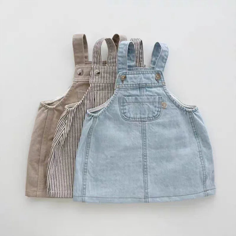 Baby Girls Sleeveless Denim Strap Dress