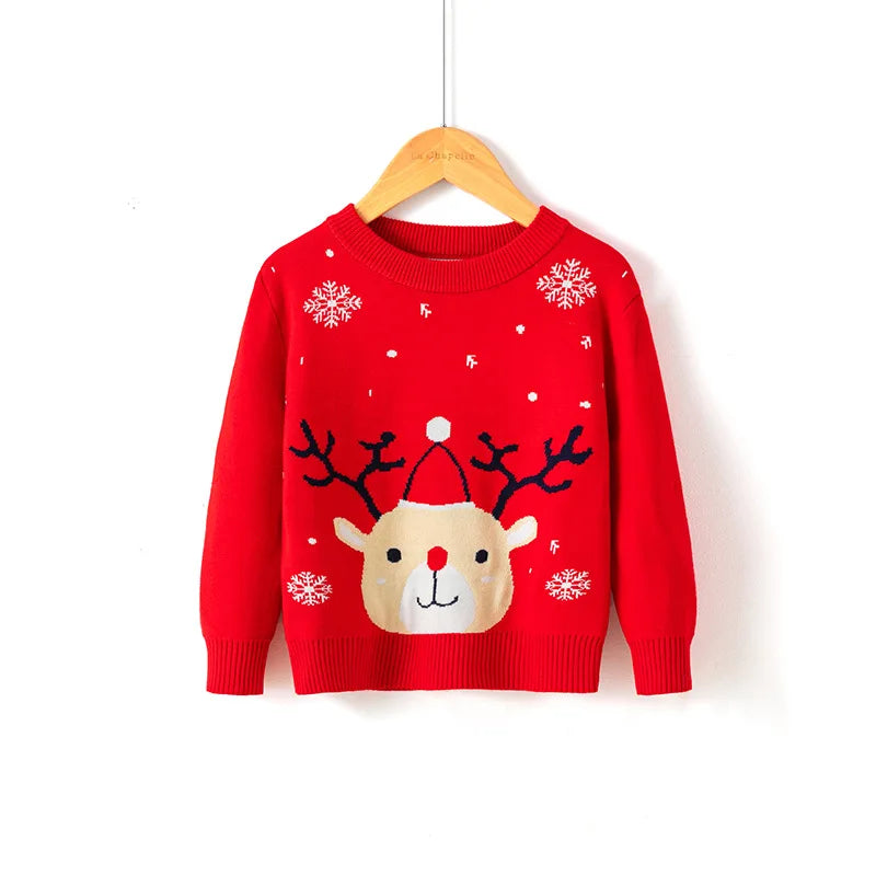 Reindeer Christmas Red Sweater for Girls Pullover